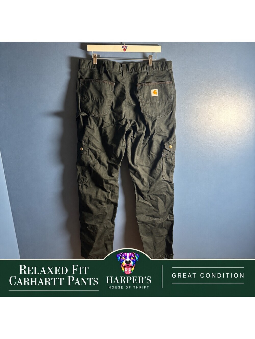 Carhartt Relaxed Fit Black Cargo Pants Size 36x34